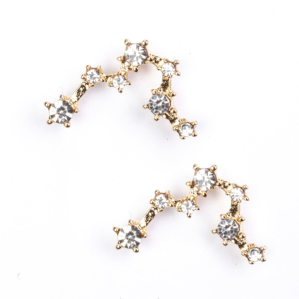 Piscis Pendientes de Aleación Bañado en Oro con Cristal Emporia® Blanco 3 