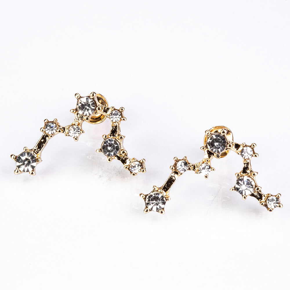 Piscis Pendientes de Aleación Bañado en Oro con Cristal Emporia® Blanco 4 