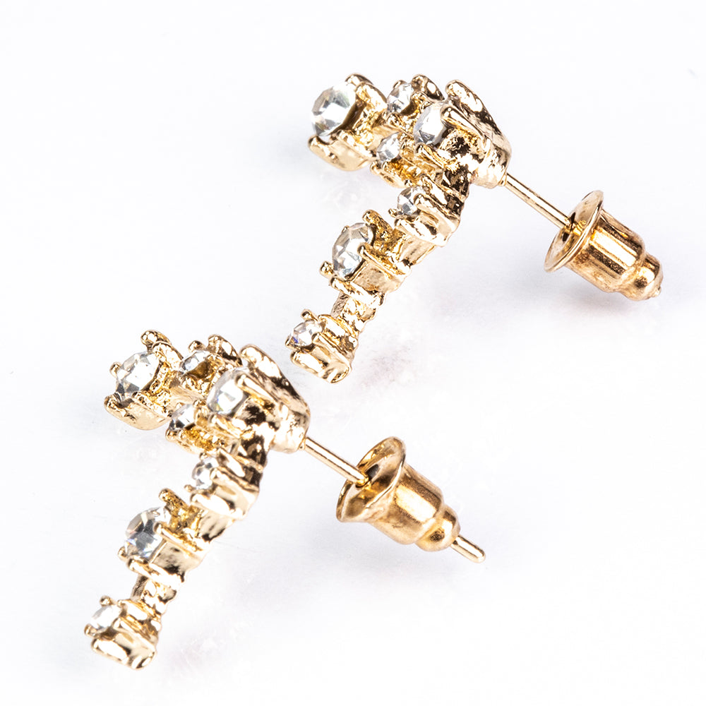 Piscis Pendientes de Aleación Bañado en Oro con Cristal Emporia® Blanco