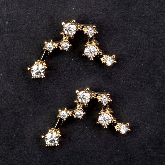 Piscis Pendientes de Aleación Bañado en Oro con Cristal Emporia® Blanco