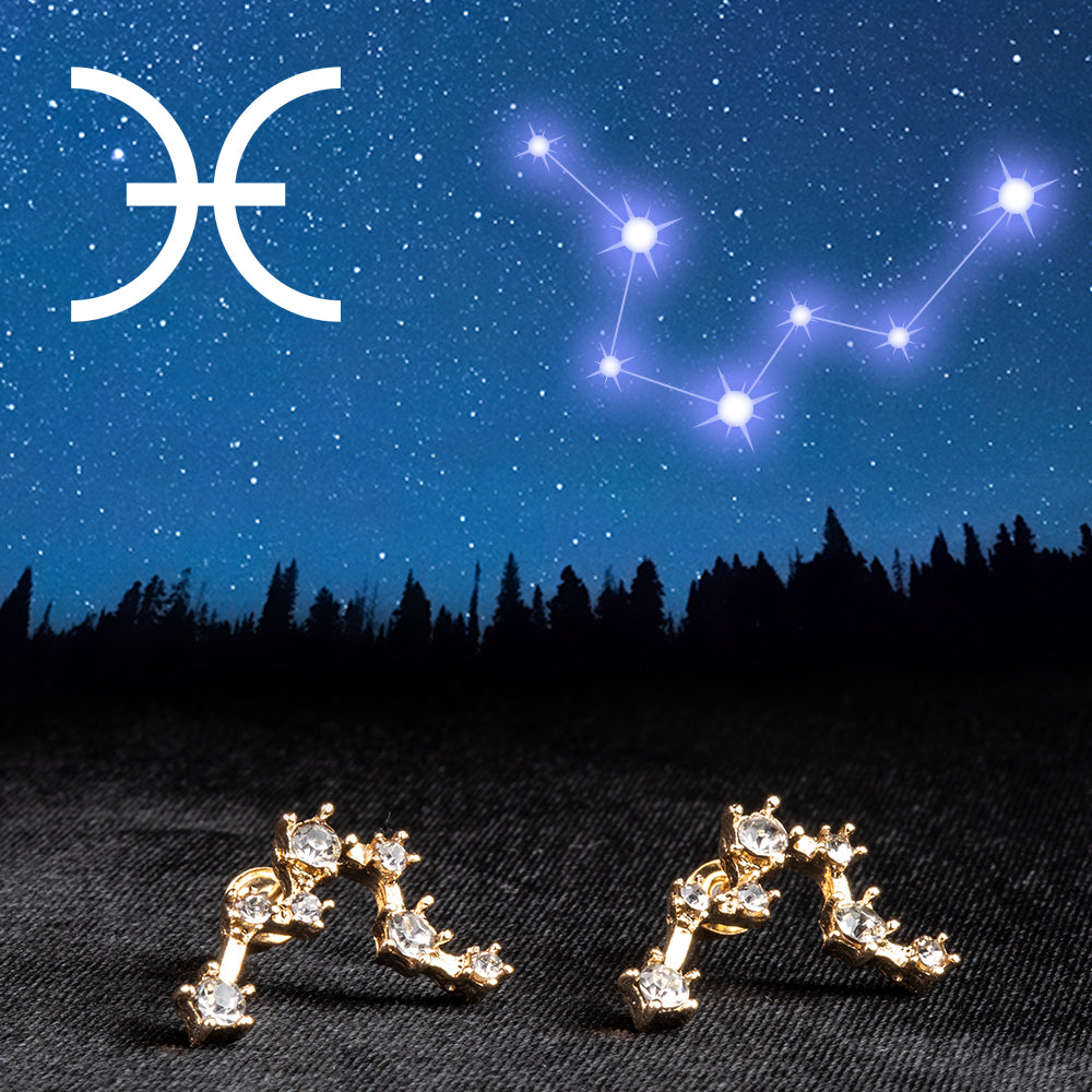 Piscis Pendientes de Aleación Bañado en Oro con Cristal Emporia® Blanco 1 