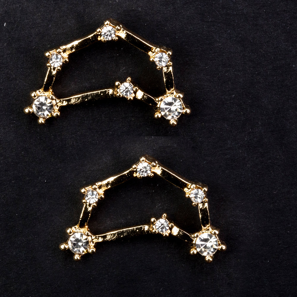 Capricornio Pendientes de Aleación Bañado en Oro con Cristal Emporia® Blanco 2 