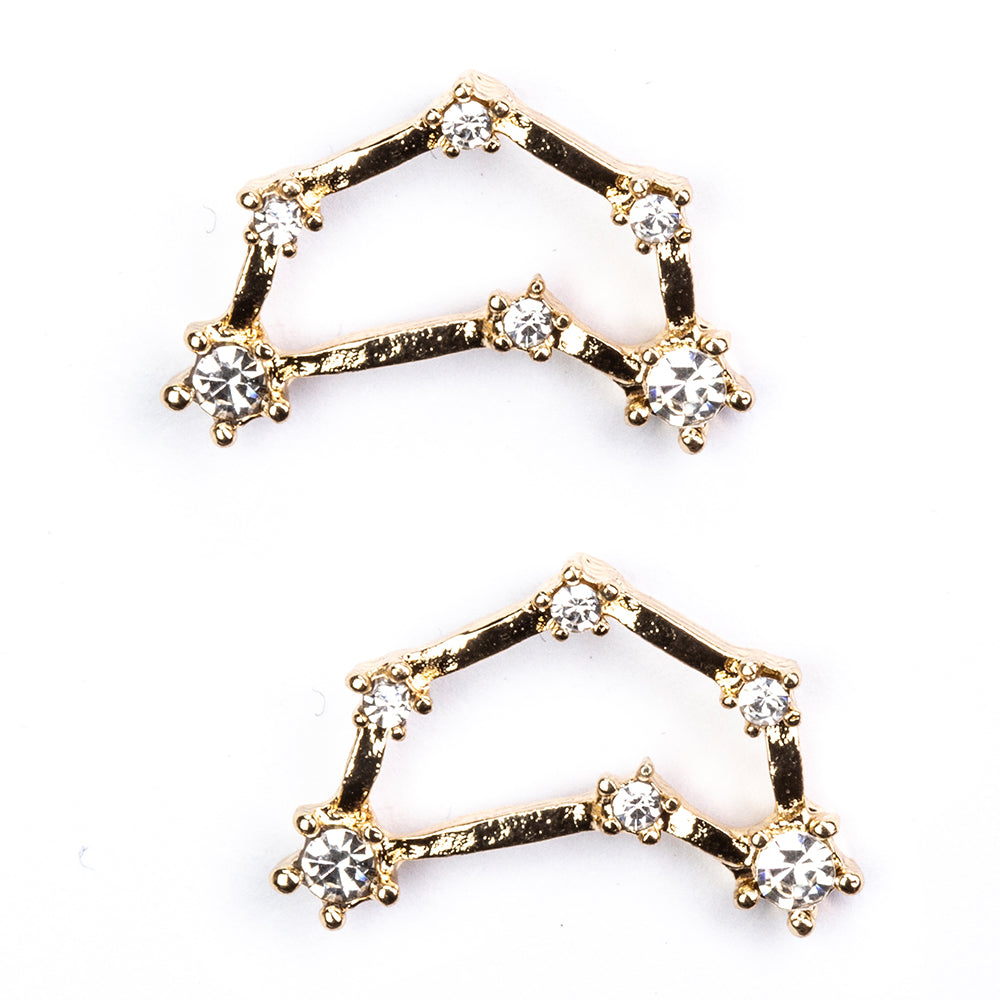 Capricornio Pendientes de Aleación Bañado en Oro con Cristal Emporia® Blanco 3 