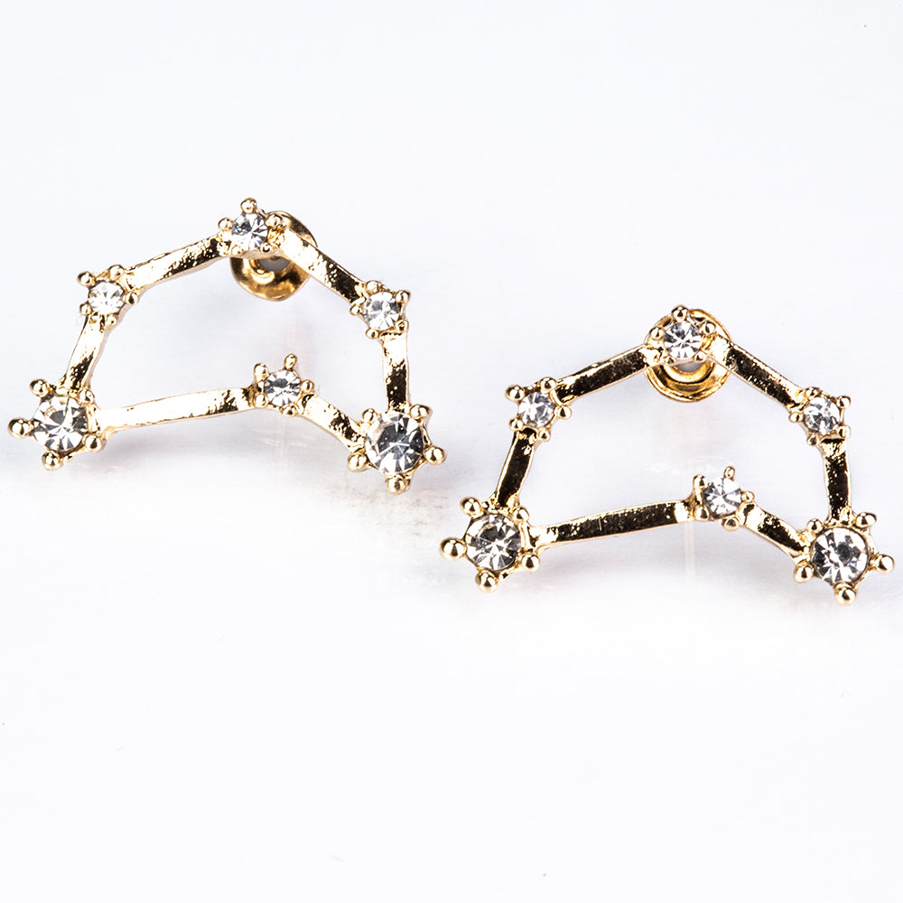 Capricornio Pendientes de Aleación Bañado en Oro con Cristal Emporia® Blanco 4 