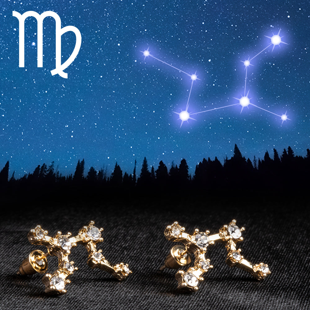 Virgo Pendientes de Aleación Bañado en Oro con Cristal Emporia® Blanco 1 