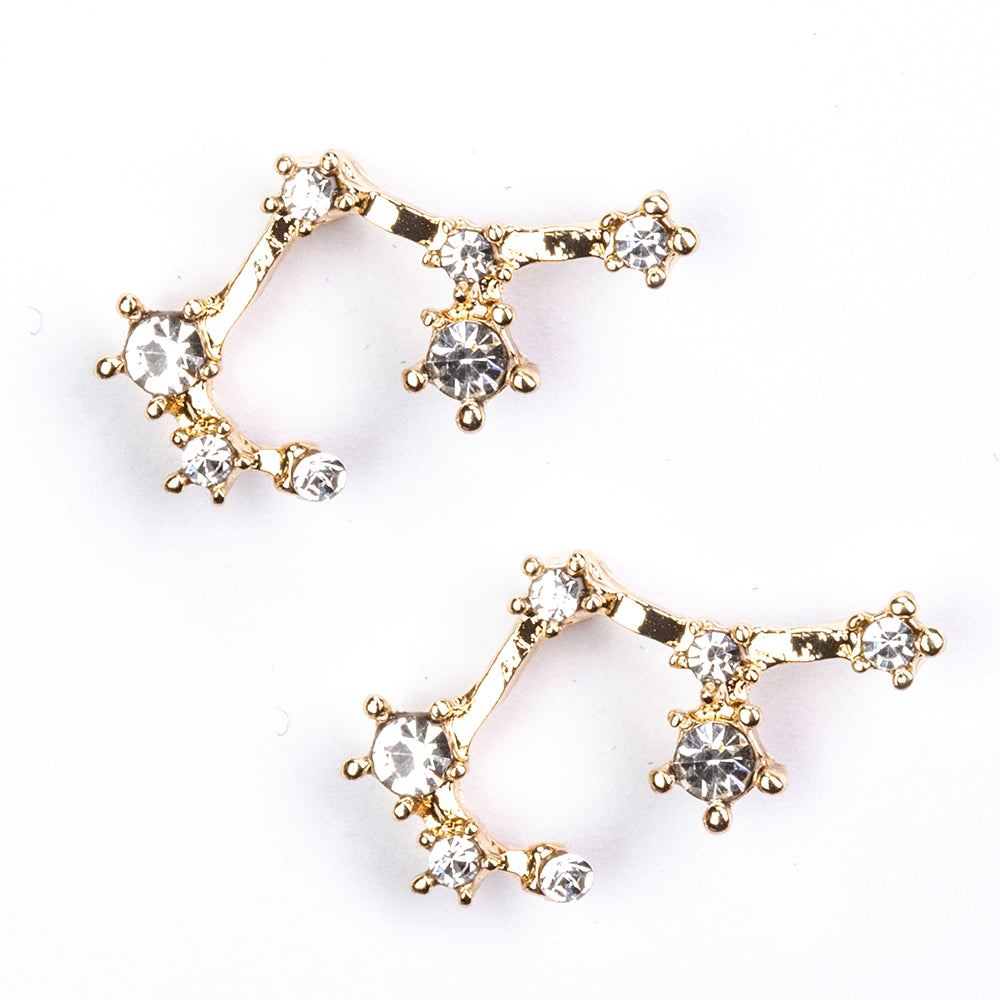 Sagitario Pendientes de Aleación Bañado en Oro con Cristal Emporia® Blanco 3 