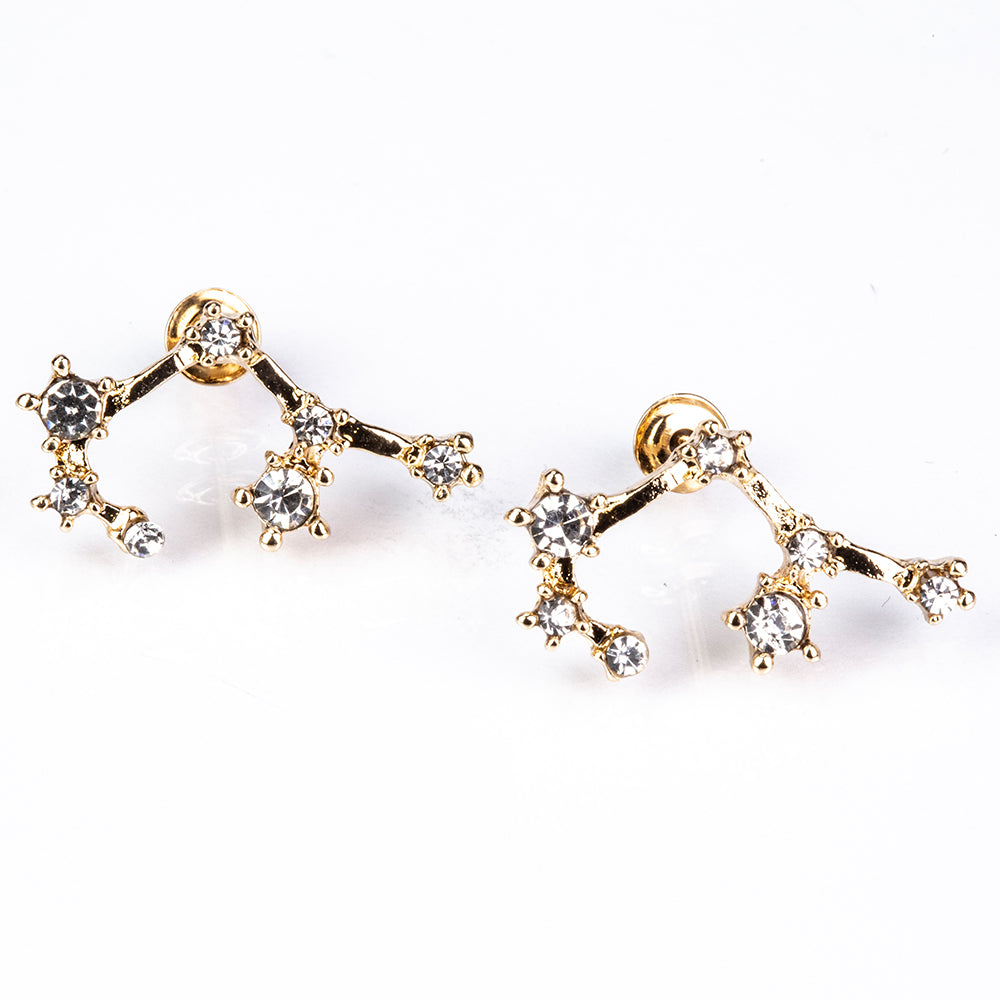 Sagitario Pendientes de Aleación Bañado en Oro con Cristal Emporia® Blanco