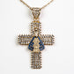 Cruz Collar de Aleación Bañado en Oro con Cristal Emporia® Azul y Cristal Emporia® Blanco