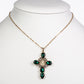 Cruz Collar de Aleación Bañado en Oro con Cristal Emporia® Verde y Cristal Emporia® Blanco