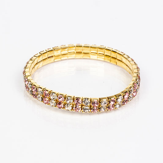 Cruz Conjunto de Aleación Bañado en Oro con Cristal Emporia® Rosa y Cristal Emporia® Blanco ( Collar +Pulsera +Anillo +Colgante )