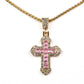 Cruz Conjunto de Aleación Bañado en Oro con Cristal Emporia® Rosa y Cristal Emporia® Blanco ( Collar +Pulsera +Anillo +Colgante )