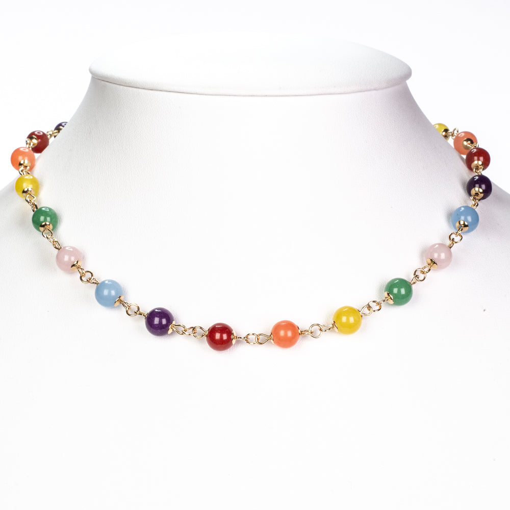 Conjunto de Aleación Bañado en Oro con Ágata Roja y Amatista ( Collar +Pendientes +Pulsera )
