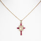 Cruz Collar de Aleación Bañado en Oro con Rubí y Cristal Emporia® Blanco ( Collar +Colgante )