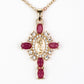 Cruz Collar de Aleación Bañado en Oro con Rubí y Cristal Emporia® Blanco ( Collar +Colgante )