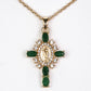 Cruz Collar de Aleación Bañado en Oro con Esmeralda y Cristal Emporia® Blanco ( Collar +Colgante )