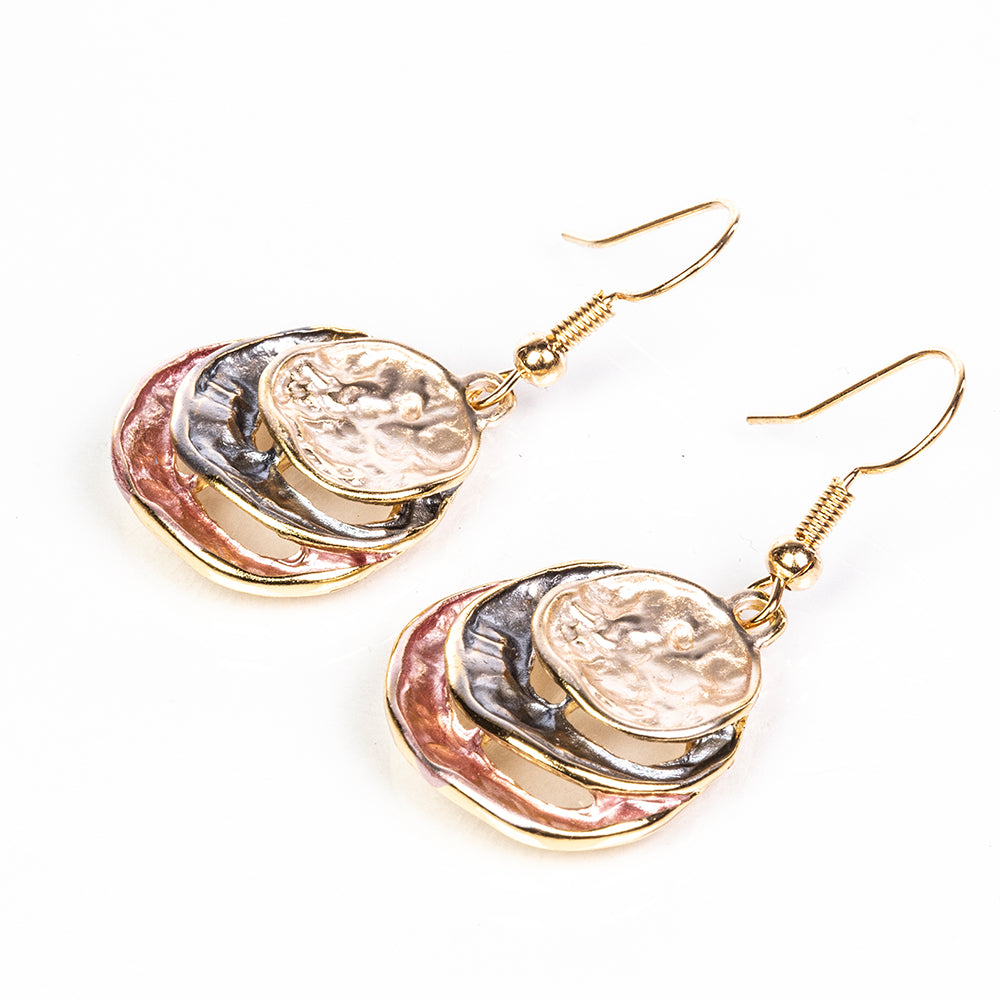 Conjunto de Aleación Bañado en Oro con Esmalte ( Collar +Pendientes +Colgante )