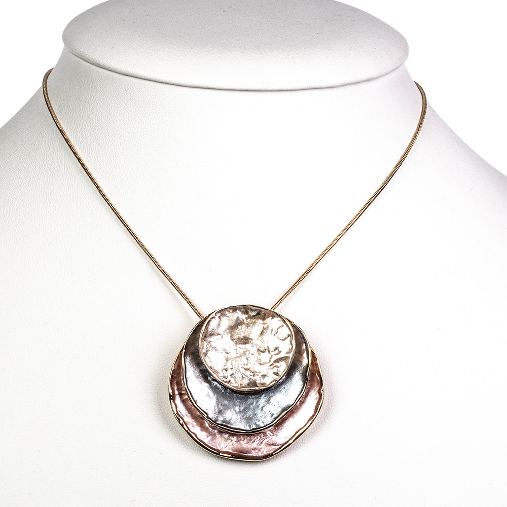 Conjunto de Aleación Bañado en Oro con Esmalte ( Collar +Pendientes +Colgante ) 4 