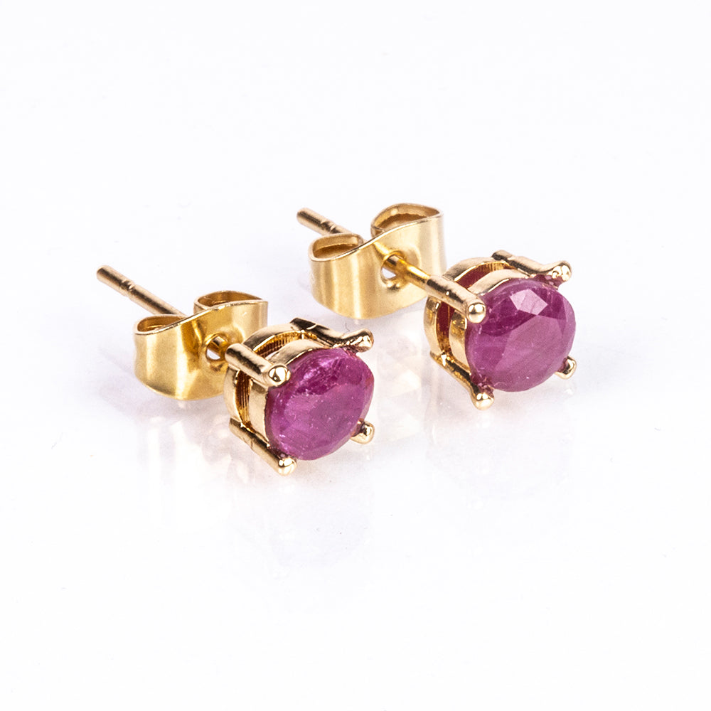 Conjunto de Aleación Bañado en Oro con Rubí y Cristal Emporia® Blanco ( Collar +Pendientes +Anillo +Colgante )