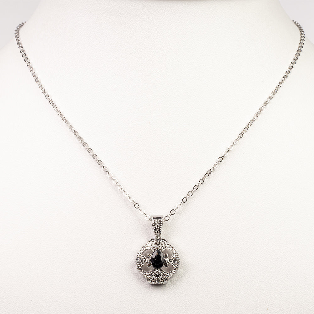 Conjunto de Aleación Bañado en Oro con Zafiro y Cristal Emporia® Blanco ( Collar +Pendientes +Colgante ) 2 