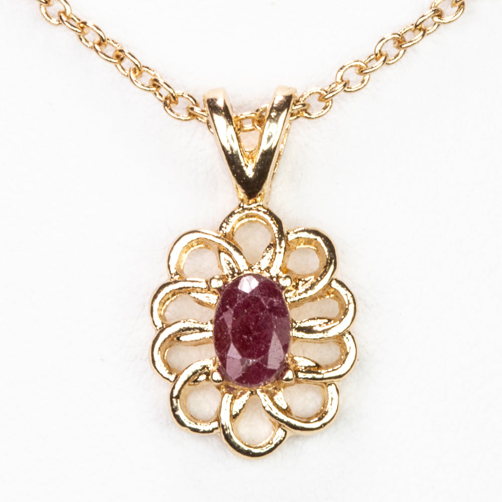 Collar de Aleación Bañado en Oro con Rubí y Cristal Emporia® Blanco ( Collar +Colgante ) 1 