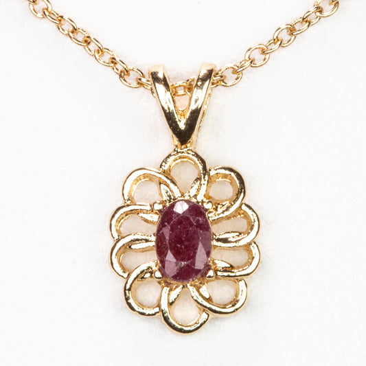 Collar de Aleación Bañado en Oro con Rubí y Cristal Emporia® Blanco ( Collar +Colgante )