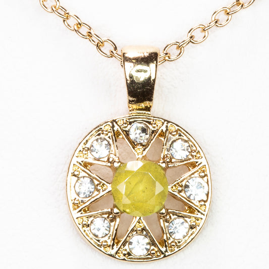 Collar de Aleación Bañado en Oro con Peridoto y Cristal Emporia® Blanco ( Collar +Colgante )