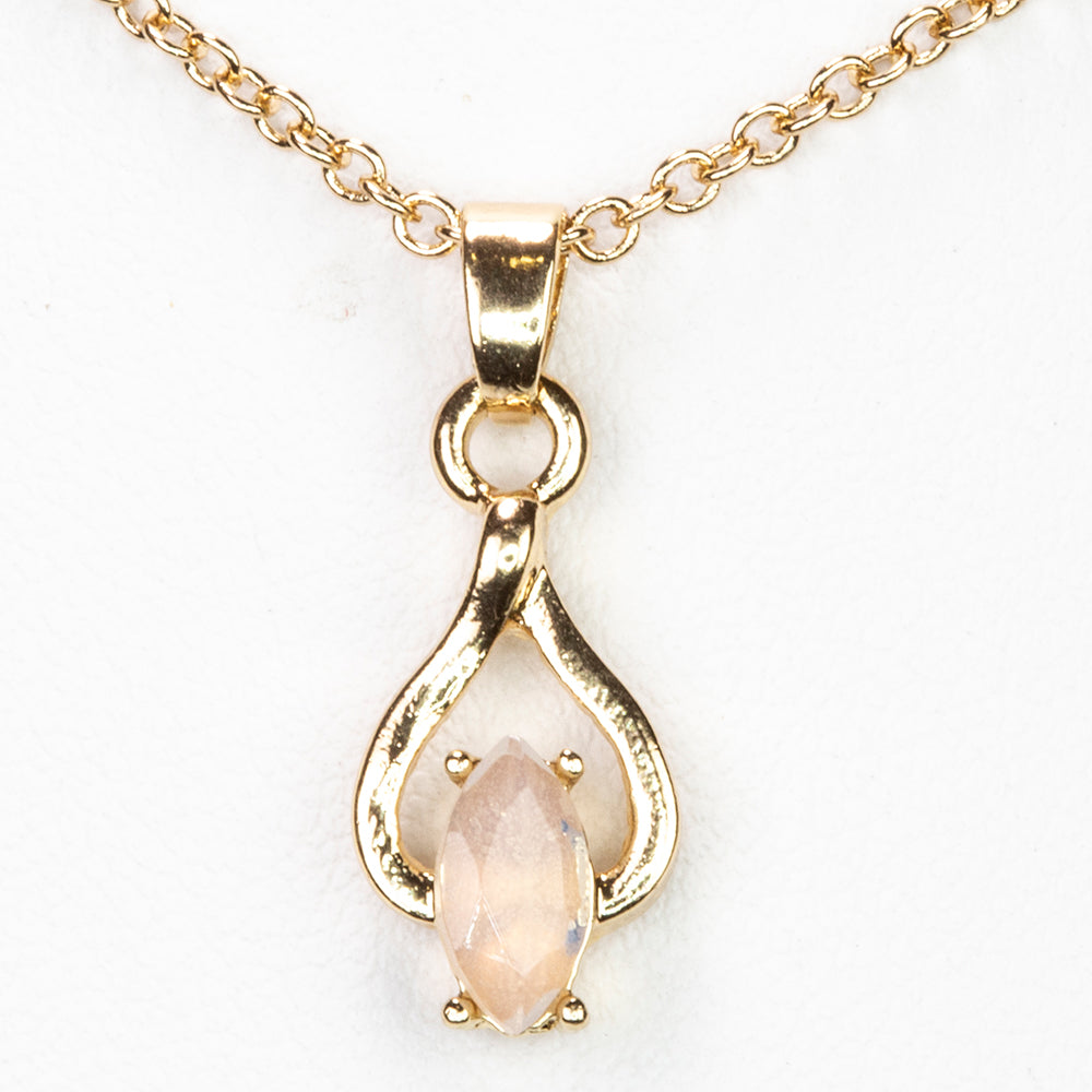 Collar de Aleación Bañado en Oro con Ópalo Etíope de Lega Dembi y Cristal Emporia® Blanco ( Collar +Colgante ) 1 