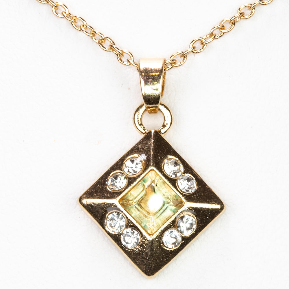 Collar de Aleación Bañado en Oro con Citrino y Cristal Emporia® Blanco ( Collar +Colgante ) 1 