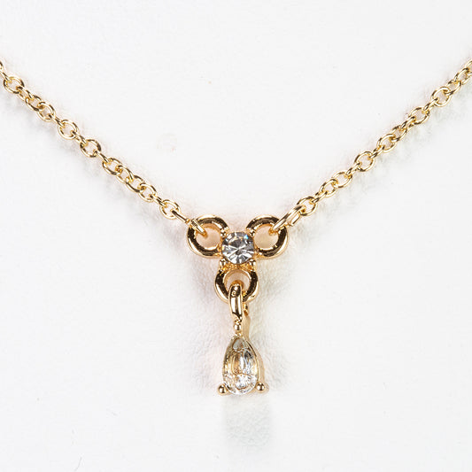 Collar de Aleación Bañado en Oro con Topacio Azul Cielo y Cristal Emporia® Blanco ( Collar +Colgante )