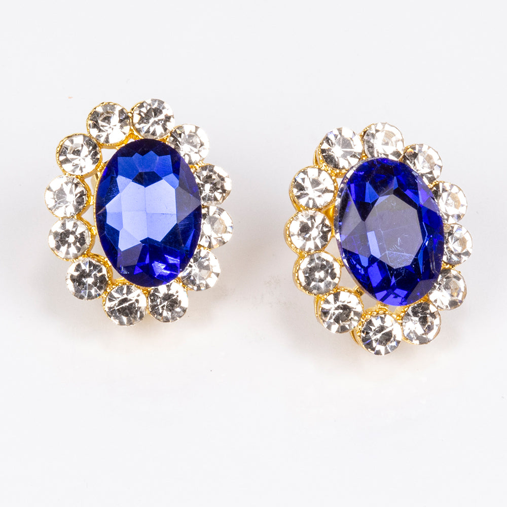 Conjunto de Aleación Bañado en Oro con Cristal Emporia® Azul y Cristal Emporia® Blanco ( Collar +Pendientes ) 3 