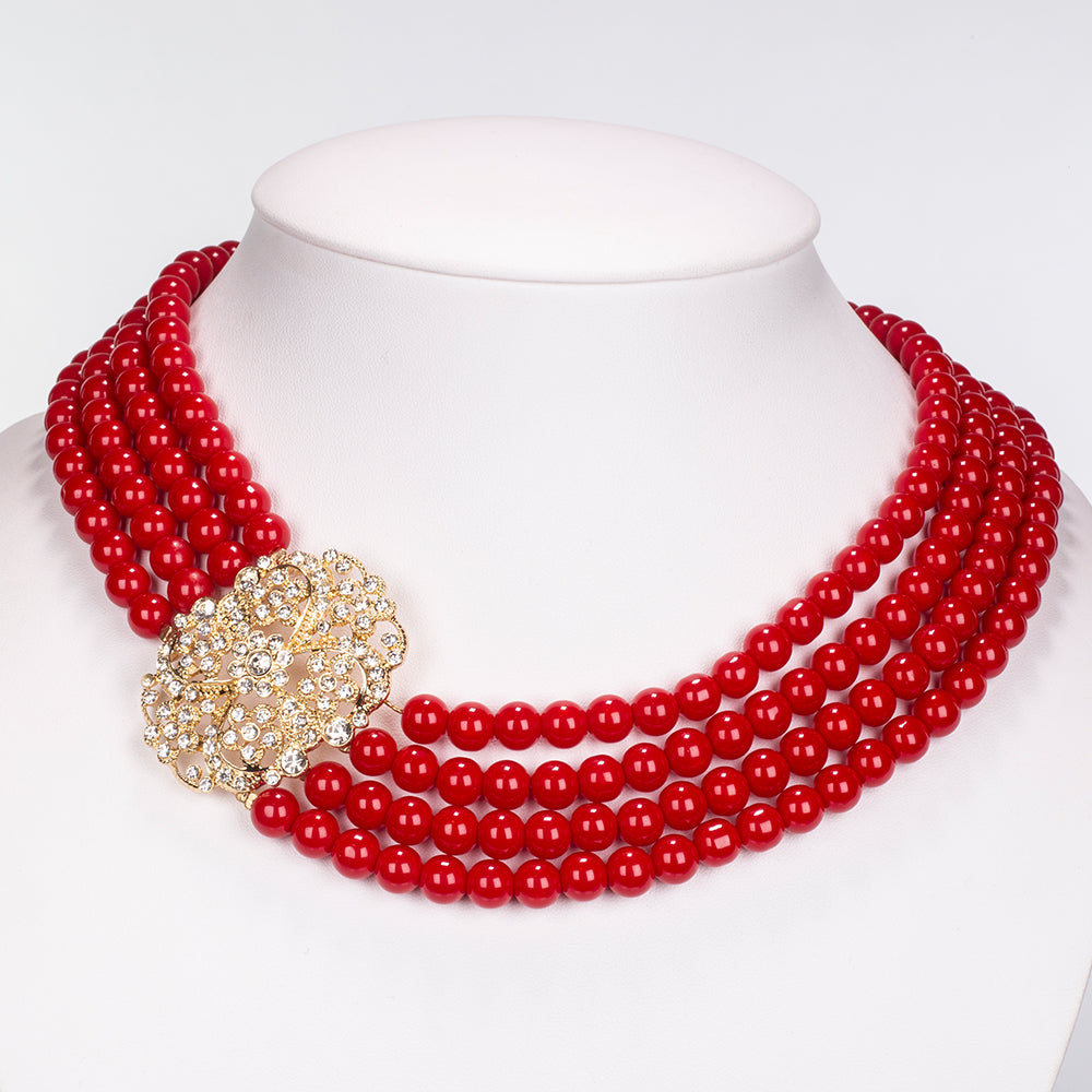 Conjunto de Aleación Bañado en Oro con Cristal Emporia® Blanco ( Collar +Pulsera ) 5 