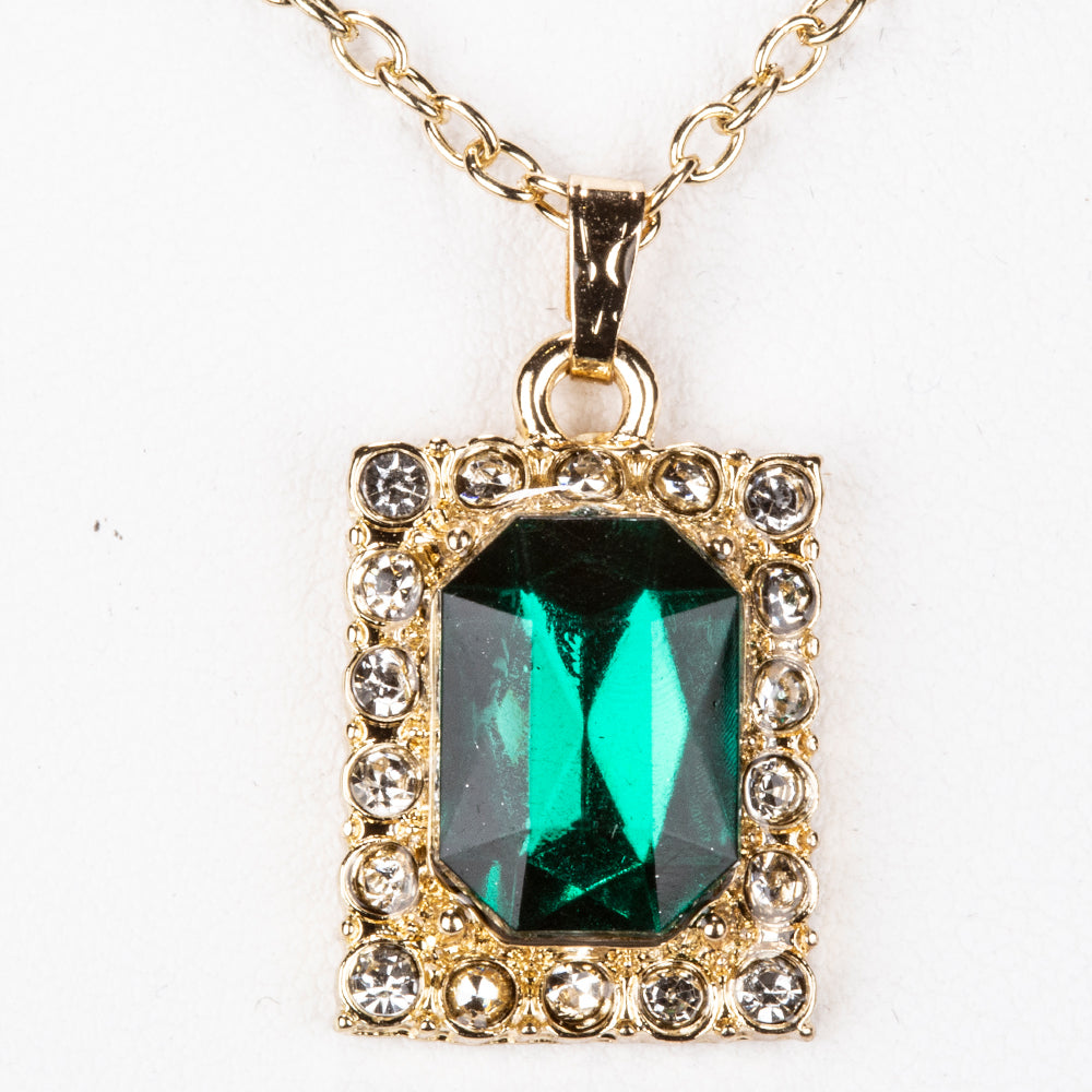 Reloj de Aleación Bañado en Oro con Cristal Emporia® Verde y Cristal Emporia® Blanco ( Collar +Pendientes +Colgante )