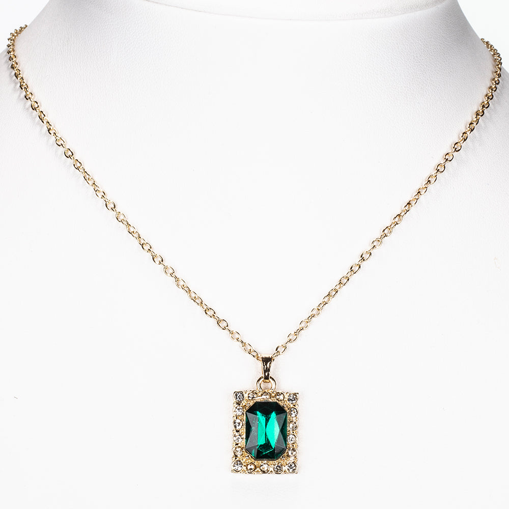 Reloj de Aleación Bañado en Oro con Cristal Emporia® Verde y Cristal Emporia® Blanco ( Collar +Pendientes +Colgante )