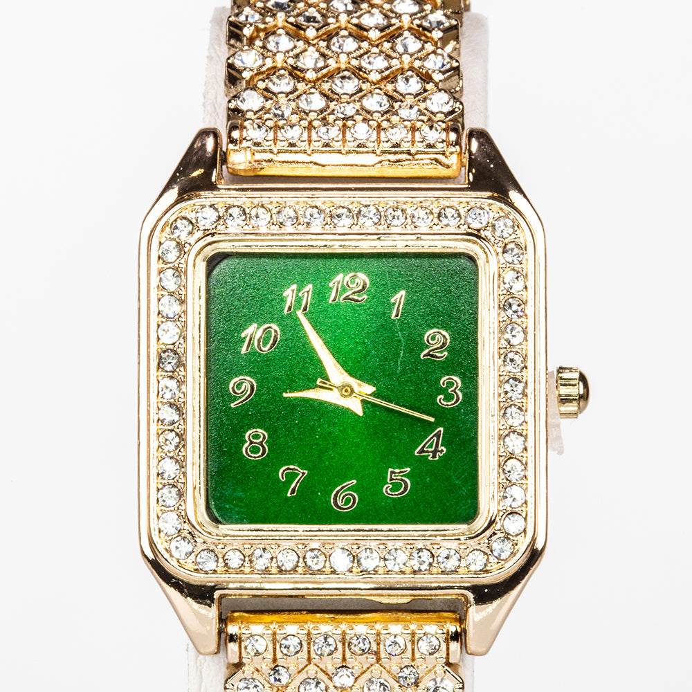 Reloj de Aleación Bañado en Oro con Cristal Emporia® Verde y Cristal Emporia® Blanco ( Collar +Pendientes +Colgante ) 7 