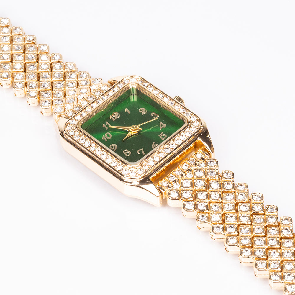 Reloj de Aleación Bañado en Oro con Cristal Emporia® Verde y Cristal Emporia® Blanco ( Collar +Pendientes +Colgante ) 9 