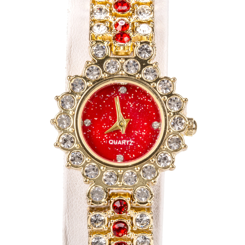 Reloj de Aleación Bañado en Oro con Cristal Emporia® Rojo ( Pulsera ) 5 