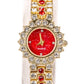 Reloj de Aleación Bañado en Oro con Cristal Emporia® Rojo ( Pulsera )