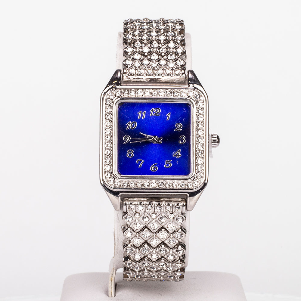 Reloj de Aleación Bañado en Oro con Cristal Emporia® Azul y Cristal Emporia® Blanco ( Collar +Pendientes +Colgante )