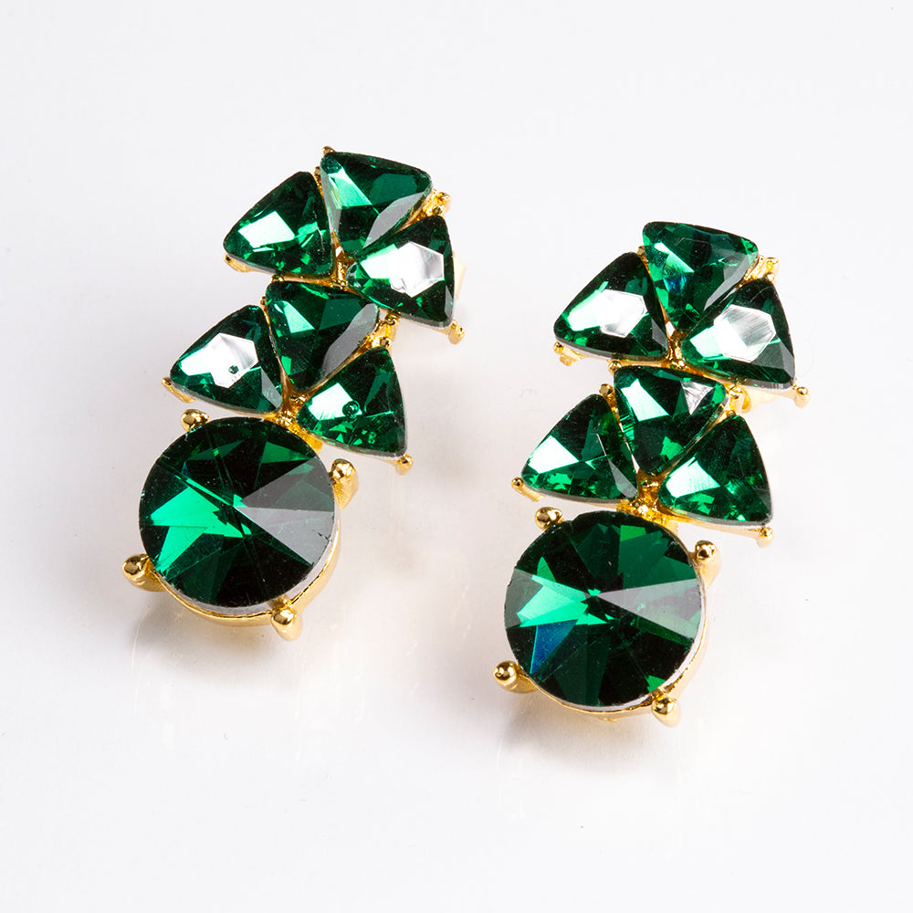 Conjunto de Aleación Bañado en Oro con Cristal Emporia® Verde ( Collar +Pendientes ) 5 