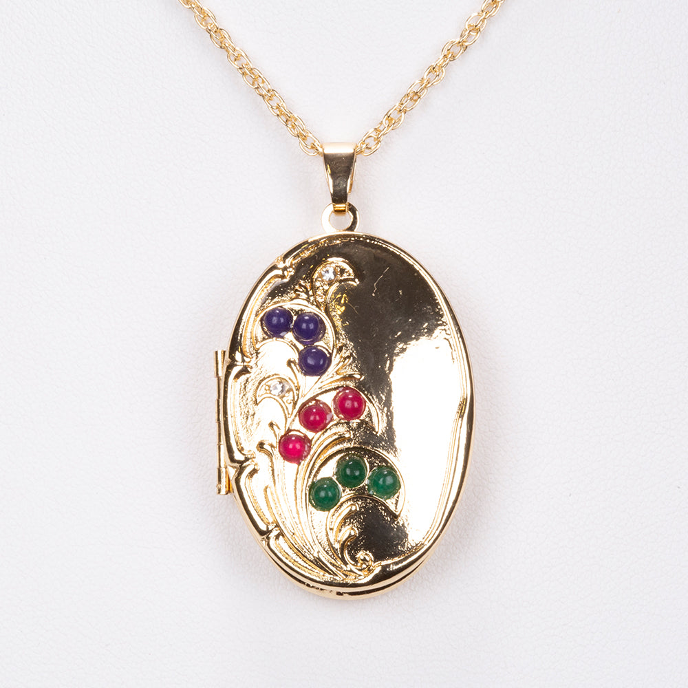 Collar de Aleación Bañado en Oro con Rubí y Zafiro