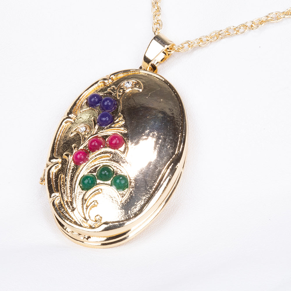 Collar de Aleación Bañado en Oro con Rubí y Zafiro 4 