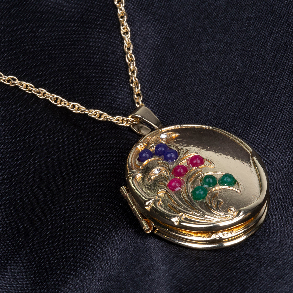 Collar de Aleación Bañado en Oro con Rubí y Zafiro 5 