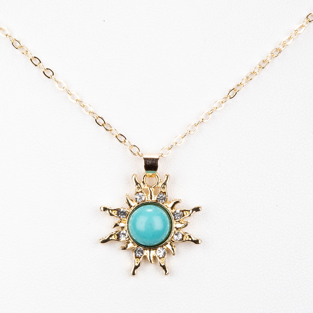 Collar de Aleación Bañado en Oro con Turquesa