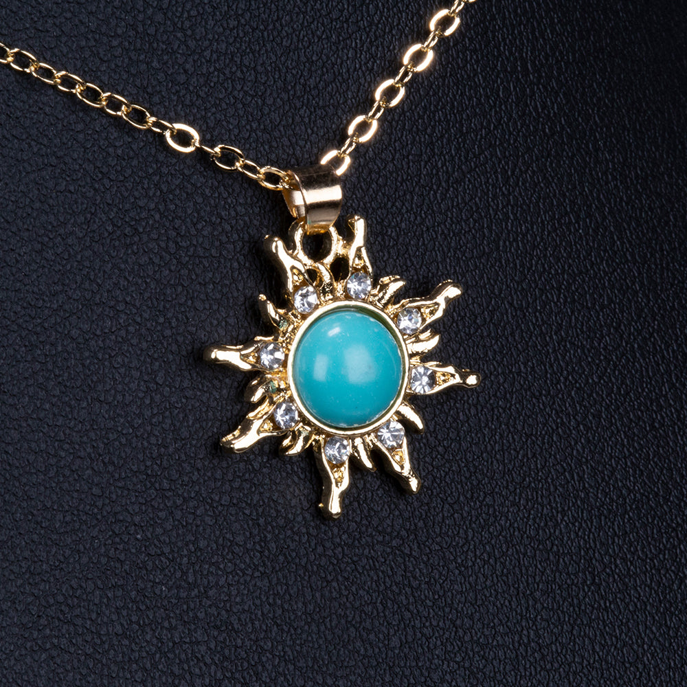 Collar de Aleación Bañado en Oro con Turquesa