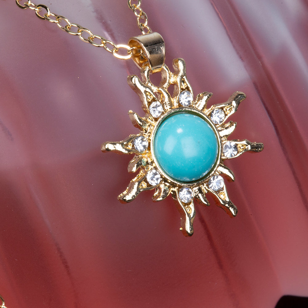 Collar de Aleación Bañado en Oro con Turquesa