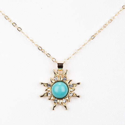 Collar de Aleación Bañado en Oro con Turquesa