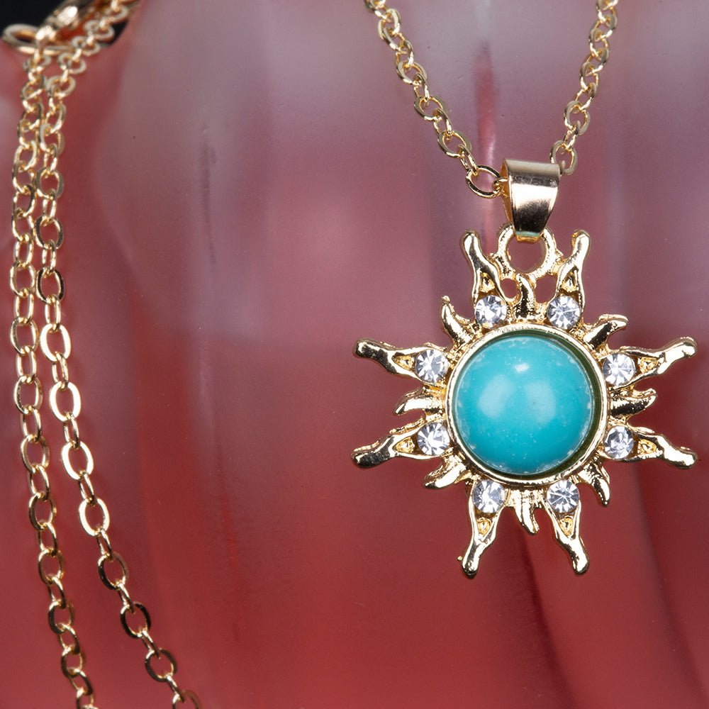 Collar de Aleación Bañado en Oro con Turquesa