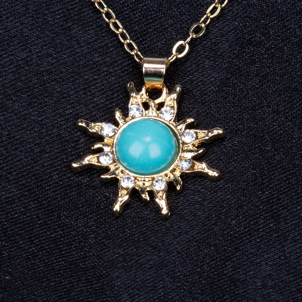 Collar de Aleación Bañado en Oro con Turquesa 6 