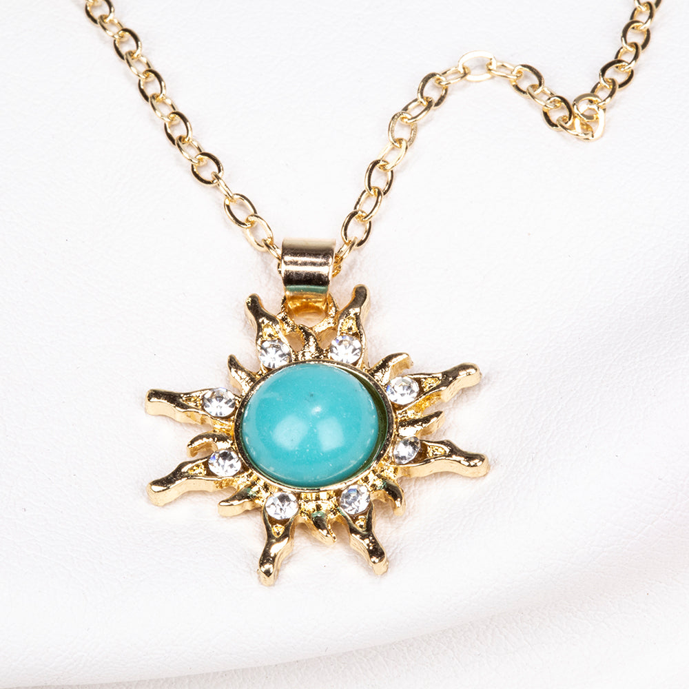 Collar de Aleación Bañado en Oro con Turquesa 7 