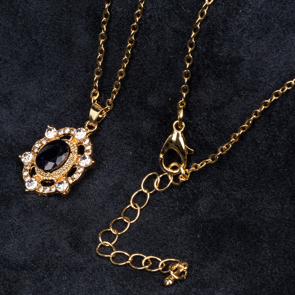 Collar de Aleación Bañado en Oro con Zafiro y Cristal Emporia® Blanco ( Collar +Colgante ) 2 